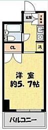 コスモ亀有5 ワンルームの間取図画像