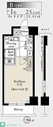 グランカーサ住吉 1Kの間取図画像