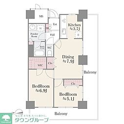 イーストコア曳舟一番館 2DKの間取図画像