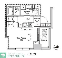 プラウドフラット門前仲町5 1Kの間取図画像