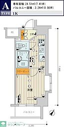 スカイコート新小岩 1Kの間取図画像