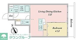 ルネフラッツ新小岩 1LDKの間取図画像