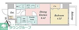 ルネフラッツ新小岩 1DKの間取図画像