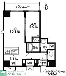 ラクラス両国 1LDKの間取図画像