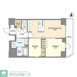 リテラス錦糸町ウエスト 1LDKの間取図画像