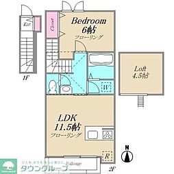 フィーカ　G棟 2階1LDKの間取り