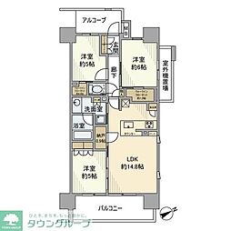ザ・パークハウス中野富士見町 3LDKの間取図画像