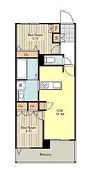 ラウレアN吉祥寺 2LDKの間取図画像