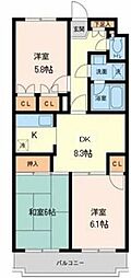 プライムアーバン武蔵小金井 3DKの間取図画像