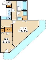 ユニゾンタワー東中野 1LDKの間取図画像