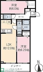 西東京市新町6丁目マンション 2LDKの間取図画像