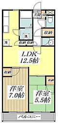 ファミーユ柳沢 2LDKの間取図画像