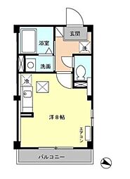 氷川台ヒルズ ワンルームの間取図画像