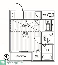Ts Cuore 調布(ティーズクオーレ) ワンルームの間取図画像