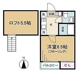 ビジュー野方 1Kの間取図画像