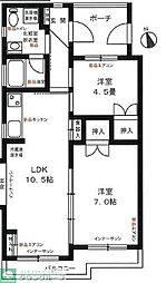 ウイングガーデンS棟 2LDKの間取図画像