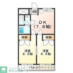 第3金子マンション 2DKの間取図画像