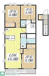 (仮称)三鷹市牟礼1丁目賃貸住宅 3LDKの間取図画像