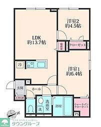 ジャルダンヴェール武蔵野 2LDKの間取図画像