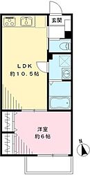 ヴィラデソール 1LDKの間取図画像