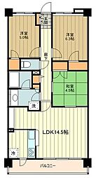 ゼファー立川ハウスオブエデン 3階3LDKの間取り