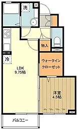 リヴェール 1階1LDKの間取り