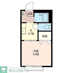 ヴィラ・サンマム 1Kの間取図画像