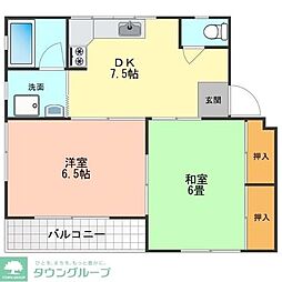 パークハイツ柏 2DKの間取図画像