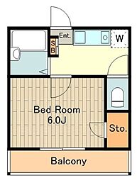 ネオコーポ島 1Kの間取図画像