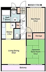 レジデンスウエスト八王子 2LDKの間取図画像