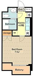 ベルファース立川 1Kの間取図画像