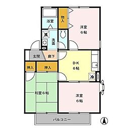 セジュールサンモリA棟 3DKの間取図画像
