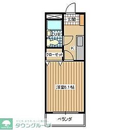 メルベーユ 1Kの間取図画像