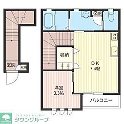 ヴィラフルール 1DKの間取図画像
