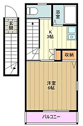パークアベニュー立川A 1Kの間取図画像
