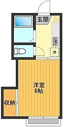 コーポラス100 1Kの間取図画像