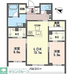 セントリビエ南平 2LDKの間取図画像
