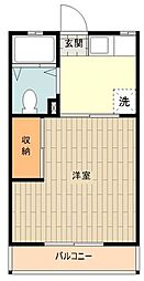 大木ハイツ 1Kの間取図画像