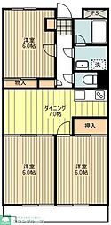 レジデンス第7石川 3DKの間取図画像