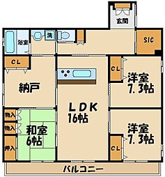 パークサイドKOYO 3SLDKの間取図画像