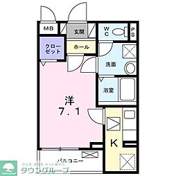 エスポワール 1Kの間取図画像