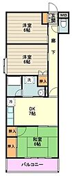 ラフォーレ武蔵野 3DKの間取図画像