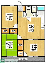 ロイヤルハイム1 3DKの間取図画像