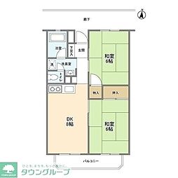 グリーンコーポ金田8 2DKの間取図画像