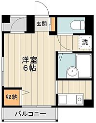 シャトル武蔵野 1Kの間取図画像