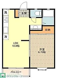 アメニティコートウチノA 1LDKの間取図画像