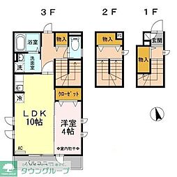 サンスマイル大和田East 1LDKの間取図画像