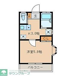 ガーネット 1Kの間取図画像
