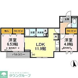 D-RESIDENCE府中桜通り 2LDKの間取図画像