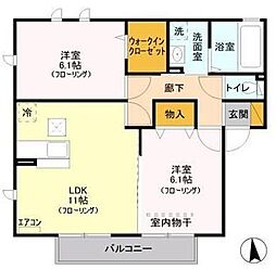 ラフレ仲道F 2LDKの間取図画像